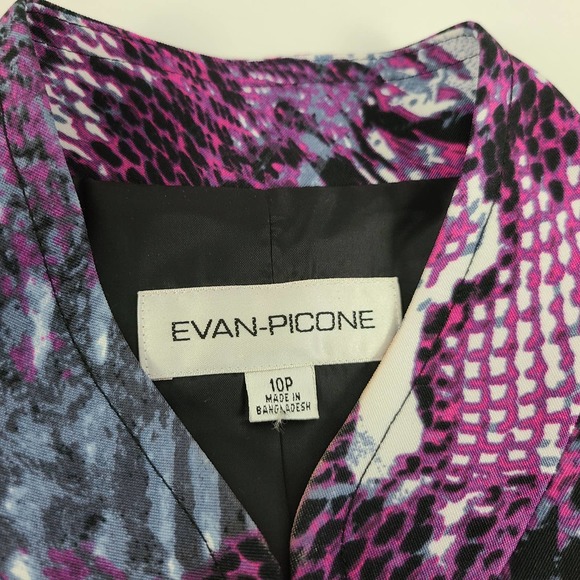 Evan Picone Open Front Jacket Snake Print Purple 10P - Picture 9 of 11
